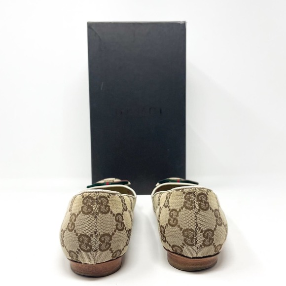 Vintage Gucci GG Supreme Monogram Web stripe Ballet Flat 7.5 - Picture 2 of 6